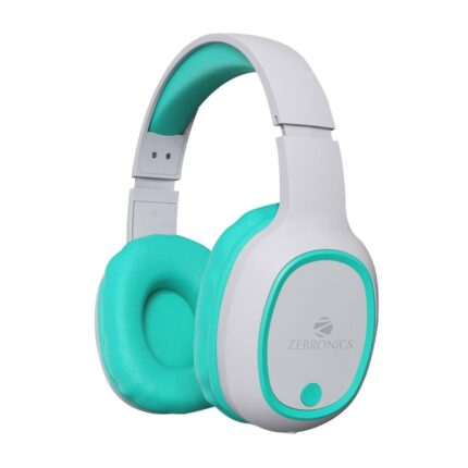Bluetooth 5.3 Wireless Over Ear Headphones with 60H Backup, Gaming Mode, Dual Pairing, Enc, Aux, Micro Sd, Voice Assistant, Comfortable Earcups, Call Function (Sea Green)