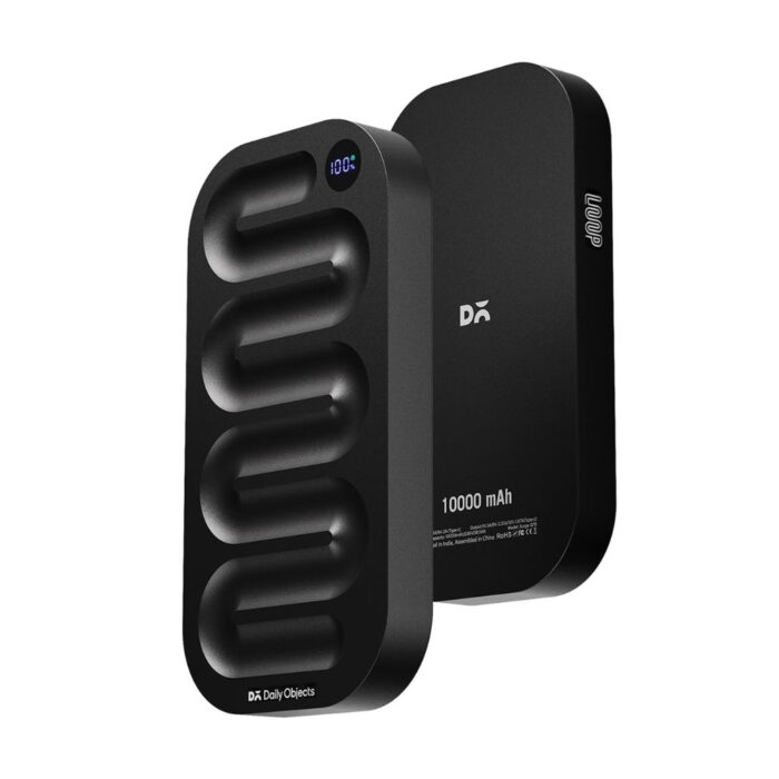 DailyObjects Loop 10000 mAh Universal Aluminum Power Bank - Black Multi-Layer chipset for Safety | Compatible with iPhone 16, 15,14,13,12 Series, Samsung, One Plus Smartphones - Image 1